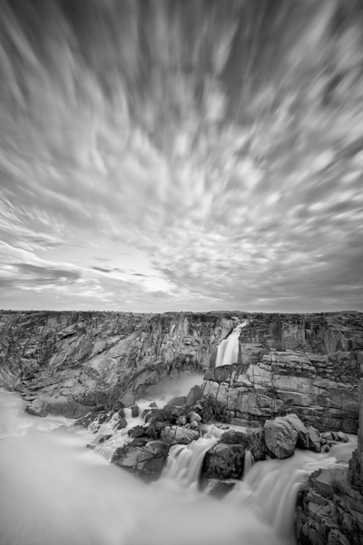 ‘In early 2011, good rains raised the level of the Orange River, transforming the Augrabies Falls into a ferocious spectacle. I used a two-minute exposure, enabled by a 10-stop neutral-density filter, to highlight the motion of the water and clouds.’ Augrabies Falls, South Africa